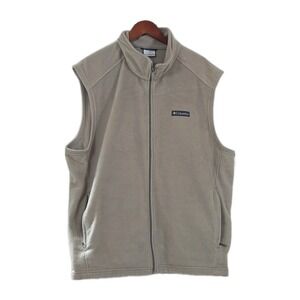 Columbia Fleece Vest Men's XXL Tan Full Zip Outdoor Hiking Warm Layer 2XL